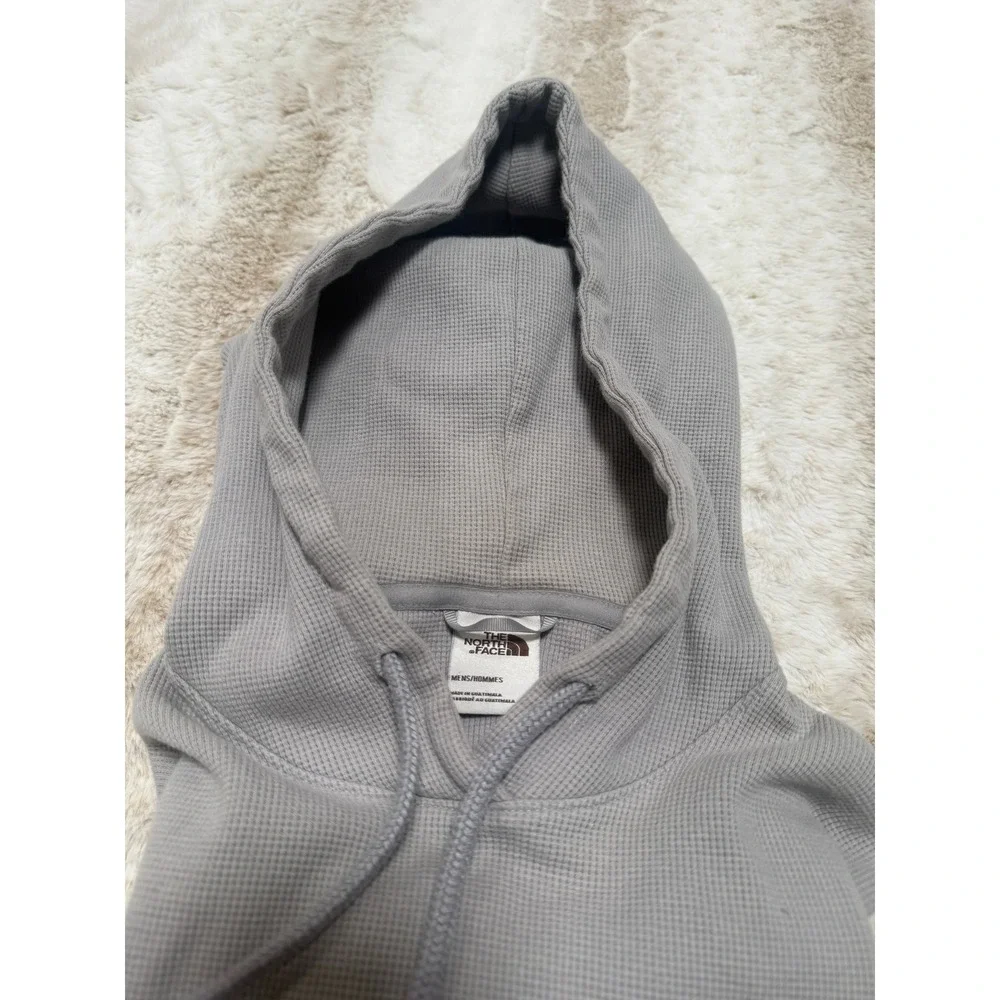 The North Face Waffle Knit Hoodie Mens M Gray Good Thermal Pullover 21x28